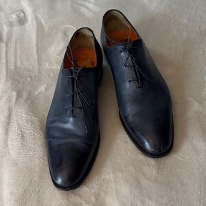Santoni Classic Blue leather oxfords